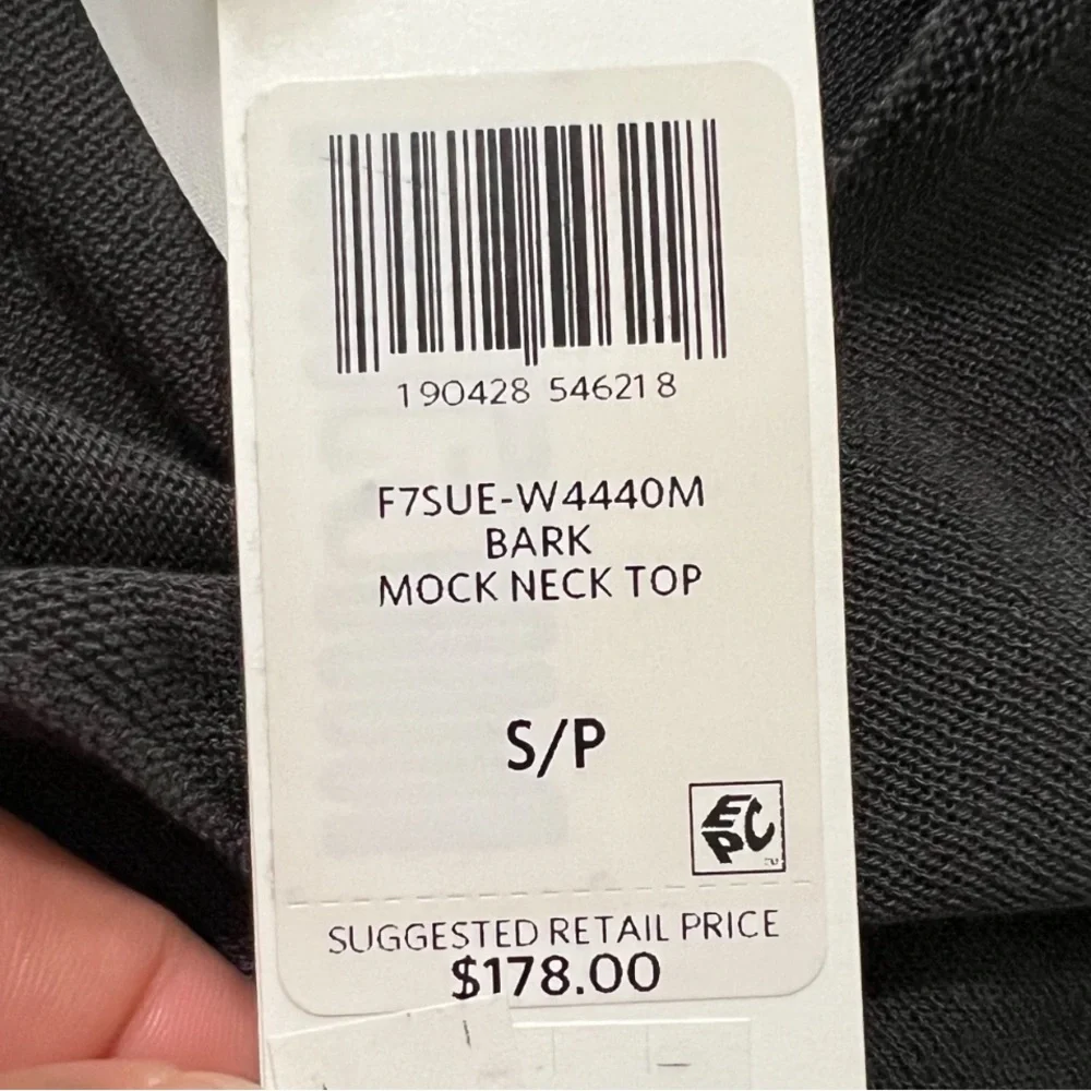 NWT Eileen Fisher Seamless Sleek Tencel Knit‎ Mock Neck Top in Bark